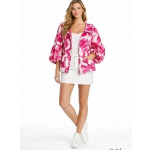 Vintage Cache Pink Floral Balloon Sleeve drop shoulder Swing Jacket Y2K large